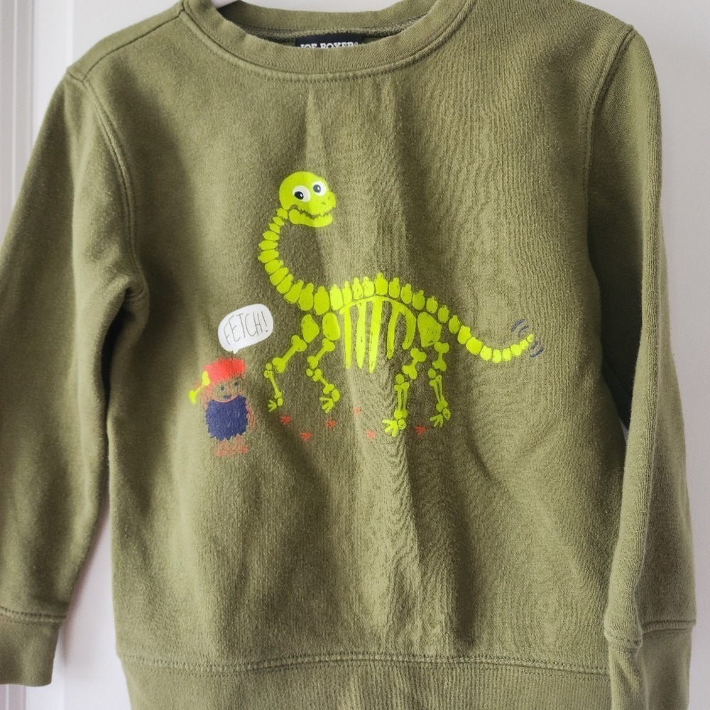 Kid's 4t Joe Boxer Olive‎ Green Dinosaur Graphic Crewneck Sweatshirt